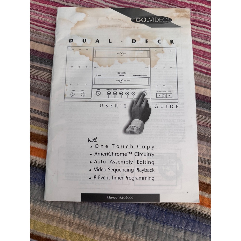 Go-Video GV6015 Dual-Deck VCR User Guide Manual 206000 Vintage 1998